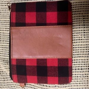 Red checker makeup/accessory bag not sure of brand Brand new never used